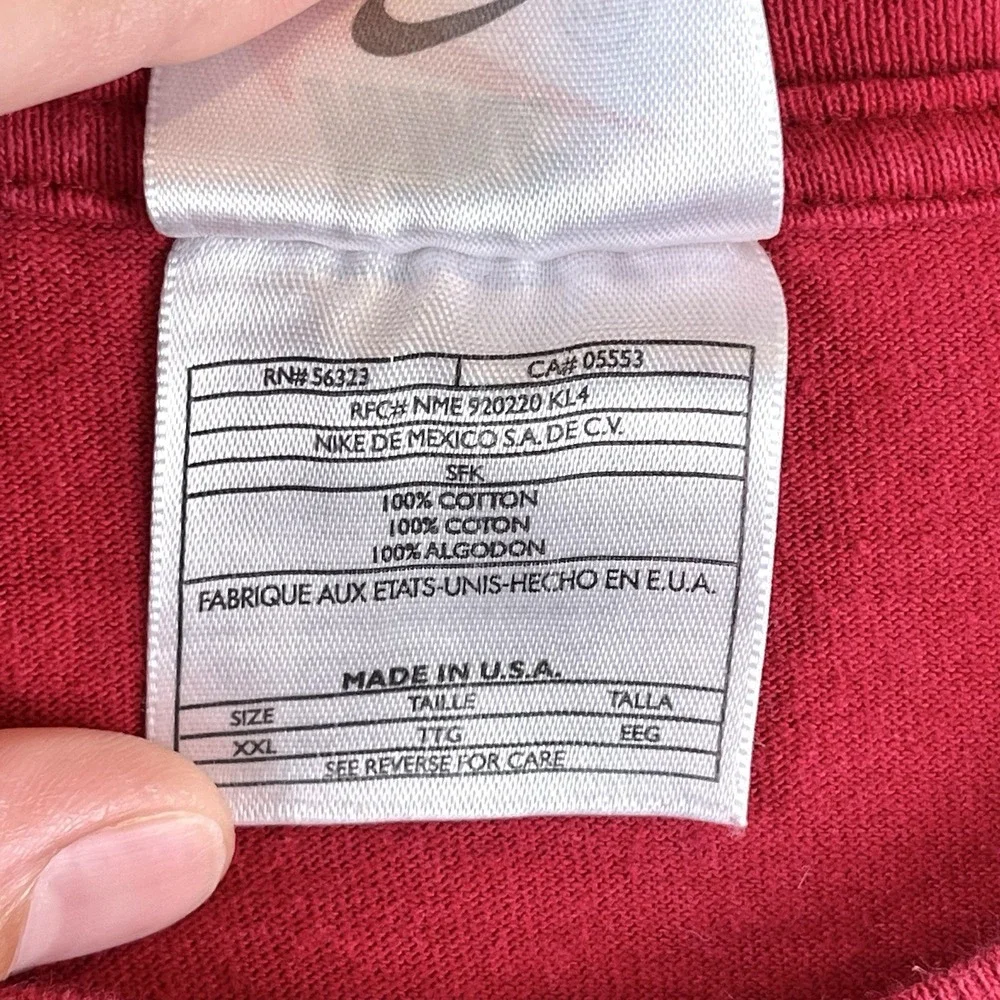 VTG 90s‎ Nike T-Shirt XXL Red USA Made Big N Spellout Swoosh 100% Cotton Rare